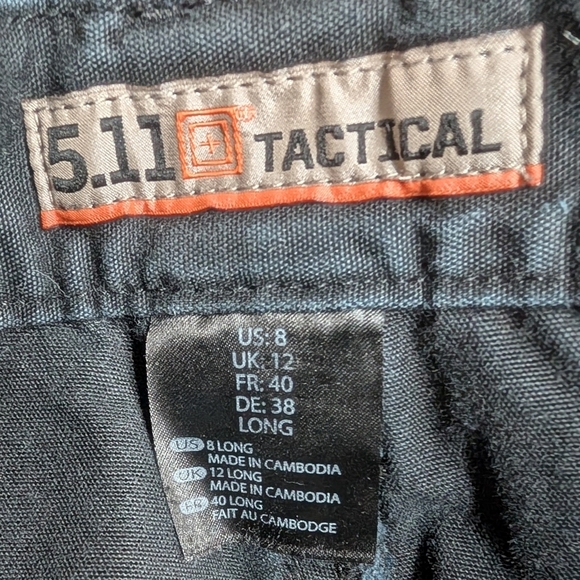5.11 Tactical Black Cargo Pockets Cotton Canvas Work Wear Pants Size 8 Long - Picture 3 of 8